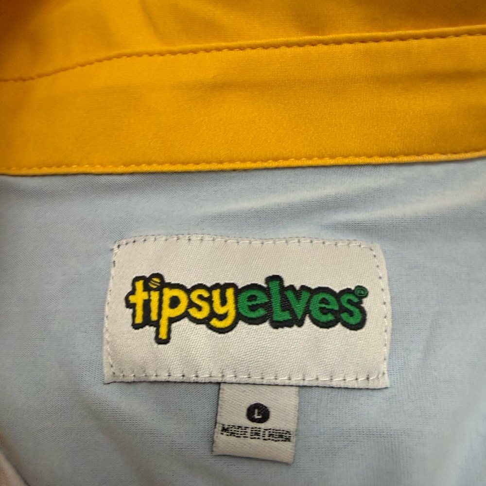 New with Tags Tipsy Elves Yellow and Light Blue Polo Top - Picture 2 of 7